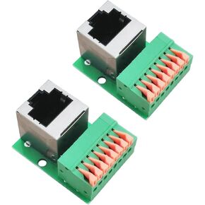 2PCS RJ45 Ethernet Connect Terminal RJ45 8P8C Female to 8Pin Adapter Terminal Breakout,RJ45 Quick Press Type Solderless Network Interface Connector with PCB Board
