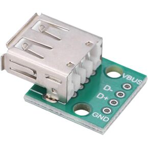 10Pcs USB Type A Female Socket USB Board 2.54mm Pitch Adapter Connector DIP for DIY USB Power Supply/breadboard Design