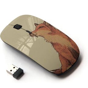 [ Optical 2.4G Wireless Mouse [ Fox Cute Drawing Red Smart Nature ]