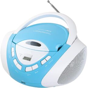HANNLOMAX HX-320CD CD/MP3 Boombox، راديو AM/FM، منفذ USB لتشغيل MP3، Aux-in، شاشة LCD، مصدر طاقة مزدوج AC/DC (وردي/أبيض) in Kuwait