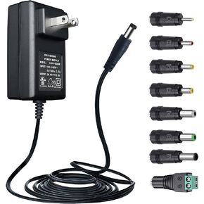 UL Listed 24V 0.5A 6ft Extra Long Power Supply Adapter with 8 Interchangeable Tips, AC to DC 24 Volt 12W Wall Charger Power Cord for Essential Oil Diffuser Aromatherapy Humidifier and More 24V Devices