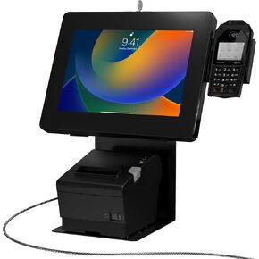 Anti-Theft iPad Kiosk Stand – Point Of Sale Station with Credit Card Reader Slot & Printer Slot for iPad Air 11" M2 (2024) - iPad Pro 11" M4 (2024) & more 7-11" Tablets - White - (PAD-PARAPOSW)