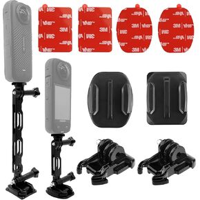Flexible Adhesive Mount with Go pro Extension Arm for Insta 360 X4 X3 X2 X RS R, Helmet Sticky Mounts Buckle Mount Screw Accessory Kit Compatible with GoPro Hero 12 and DJI Osmo Pocket Action Cameras