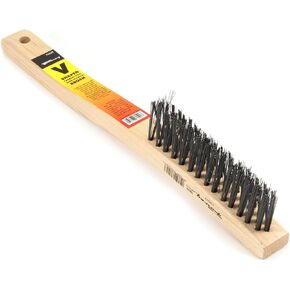 Forney 70523 V-Groove Stainless Steel Wire Brush, with Wood Handle, 13-3/4-Inch-by-.014-Inch