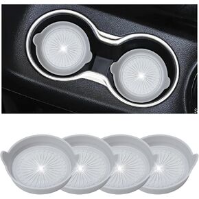 Black Car Coasters Set of 4, Bling Crystal Car Cup Coaster Car Accessories Interior, Silicone Coasters for Drinks, Universal Non-Slip Cup Holder Coasters for Car SUV Truck Boat