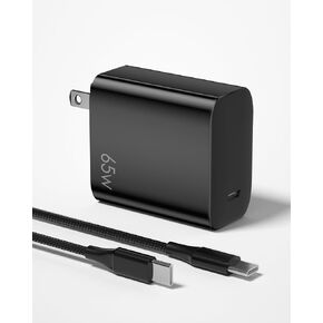 65W USB C Fast Charger Block,GaN PPS Compact Wall Charger for Laptops,Tablets & Phones(MacBook Pro/Air,iPad,iPhone 16/Pro,Galaxy and More) PD Adapter with USB-C to USB-C Cable