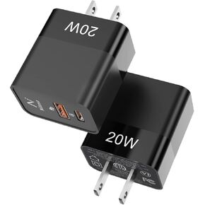 شاحن حائط USB C بقدرة 20 واط، NITASA 2-Pack ثنائي المنافذ سريع PD+QC 3.0 قابس كتلة شاحن لهاتف iPhone 14/13/12 14 Pro Max SE iPad Magsafe Galaxy Pixel، محول طاقة USB C شحن سريع لهاتف iPhone 13/14 Pro Max in Kuwait