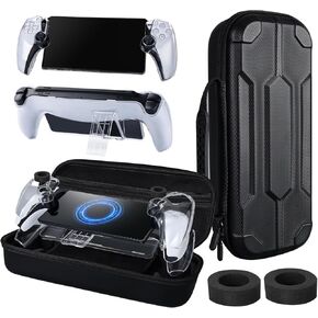 WAOYER Accessories Set Compatible with PS Portal Carrying Case, Hard EVA Shell Portable Case, Clear Protective Cover Skin with Stand, Joystick Protection Rings Compatible with Playstation Portal(Grey) in Kuwait