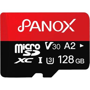 128GB microSDXC UHS-I Memory Card with Adapter - Up to 160MB/s, C10, U3,V30,4K, A2, MicroSD Card with PANOX V2