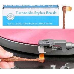 Vinyl Supply Co. Vinyl Record G.O.A.T. Brush- 100% All-Natural Sapele Mahogany Wood + Goat Hair Bristles - Anti-Static Brush for Wet and Dry Record Cleaning