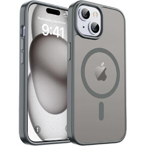 Magnetic for iPhone 15 Pro Max Case, [Compatible with MagSafe] [10 FT Military Grade Drop Protection] Slim Fit Translucent Matte Shockproof Anti-Scratch Phone Case for Women Men, Black