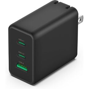 ROLADA 65W USB C Charger, 3 Ports GAN Fast Charger Block, Type C Charger, Wall Charger for Macbook Pro/Air, iPad Pro, Iphone 15 Pro Max/14/13, Laptop, Galaxy S24/23, Pixel and More (White)