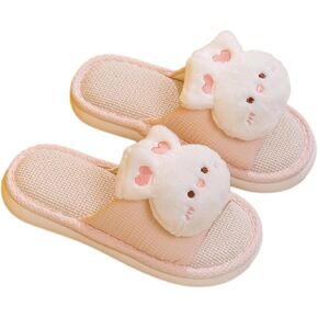 Panda Slippers Rabbit Slippers Women Slippers Linen for House Bedroom Sandals Fuzzy Plush Cute Slides Flip Flop Indoor Outdoor Shoes
