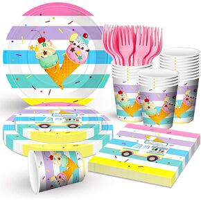Building Block Party Plates & Napkins - Disposable Paper Tableware Set - Paper Plate, Cup, Disposable Fork for Birthday & Congrats Grad Party Decorations - Luncheon/Cocktail Napkins, Serve 24