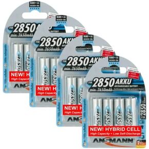 Ansmann AA 2850 Hybrid High Capacity, Low Discharge Rechargeable Batteries -16 Pack