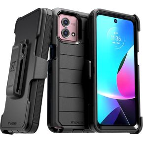 for Moto G Stylus 5G (2023) Case with Belt Clip Holster & Kickstand, Screenless Protective Dual-Layer Shockproof Phone Case for G Stylus 5G - Black