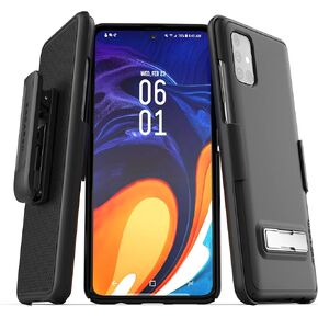 ENCASED Samsung A51 Belt Case with Kickstand (Slimline) Ultra Thin Cover with Holster Clip for Galaxy A51 - Black