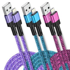 USB-A iPhone Charger Cable 6FT/3Pack Compatible with iPhone 14 Pro Max 14 13 12 11 XR XS X 8 7 6 Plus SE,iPad Pro Air Mini,iPod,3.1A Long Car Fast Charging Cable USB iPhone Charger Cord Nylon Braided