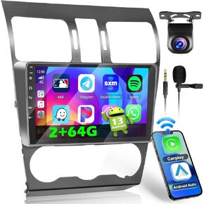 2+64GB Inefala for Subaru Forester 2013-2017 Android 13 Car Radio, 9 Inch Touchscreen with Wireless Carplay Android Auto WiFi GPS BT USB FM/RDS MIC SWC RCA Backup Camera