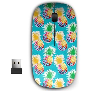 2.4G Ergonomic Portable USB Wireless Mouse for PC, Laptop, Computer, Notebook with Nano Receiver (Pineapple Colorful Pineapples)