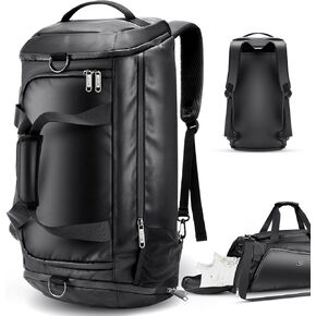 LOKASS Gym Bag for Men/Women-Duffle Sports Bag with Shoe Compartment, Carry On Weekender/Overnight Bag, Waterproof Gym Backpack Travel Bag for Camping (Grey, Large) in Kuwait