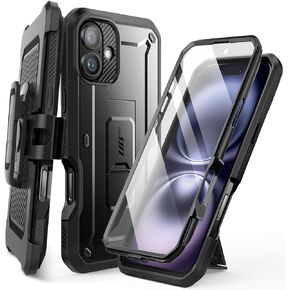SUPCASE for iPhone 16 Plus Case with Screen Protector (Unicorn Beetle Pro), [Built-in Stand & Belt-Clip] [Military-Grade Protection] Full Body Heavy Duty Phone Case for iPhone 16 Plus 6.7", Black