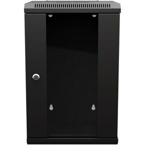 NavePoint 11.8 in Wall Mount Network Cabinet, 9U, Glass, Black