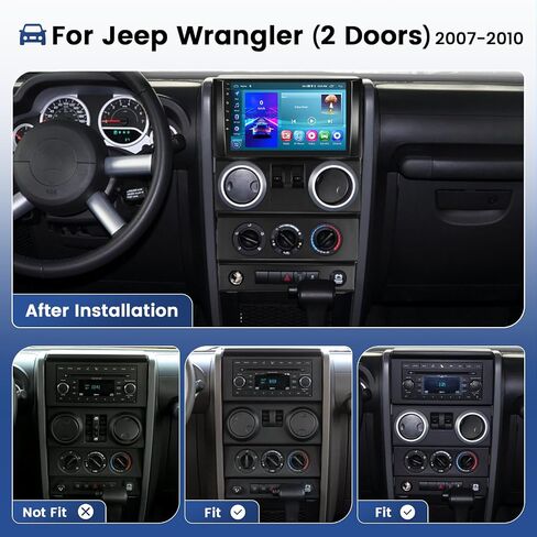 [2+64G] راديو Android 13 لسيارة Jeep Wrangler (بابين) 2007 2008 2009 2010 مع Carplay اللاسلكي/Android Auto، ستيريو سيارة بشاشة لمس IPS 9 بوصات مع وصلة مرآة GPS وملاحة WiFi in Saudi Arabia