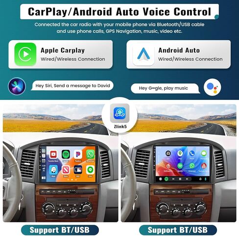 UNITOPSCI 2G+64G Android 13 Car Stereo for Jeep Grand Cherokee 2005-2007 Radio Wireless CarPlay Android Auto 10.1 Inch Touch Screen GPS Navigation Bluetooth FM WiFi HiFi USB + Backup Camera Mic in Saudi Arabia