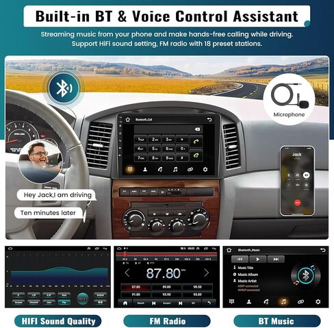 UNITOPSCI 2G+64G Android 13 Car Stereo for Jeep Grand Cherokee 2005-2007 Radio Wireless CarPlay Android Auto 10.1 Inch Touch Screen GPS Navigation Bluetooth FM WiFi HiFi USB + Backup Camera Mic in Saudi Arabia