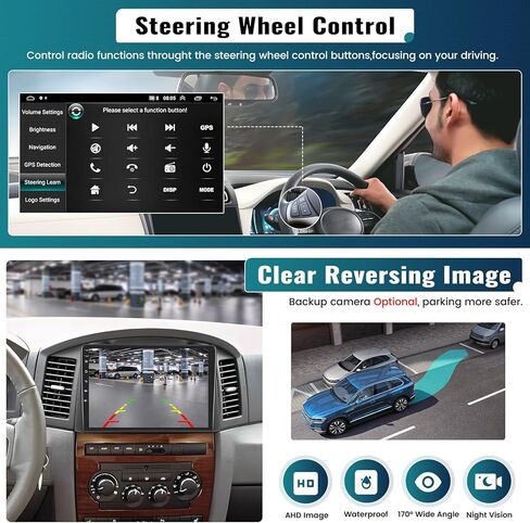 UNITOPSCI 2G+64G Android 13 Car Stereo for Jeep Grand Cherokee 2005-2007 Radio Wireless CarPlay Android Auto 10.1 Inch Touch Screen GPS Navigation Bluetooth FM WiFi HiFi USB + Backup Camera Mic in Saudi Arabia
