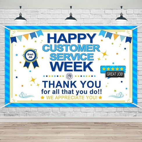 Lofaris Happy Customer Service Week Banner National Customer Service Week Backdrop Thank You for All You Do Employee Appreciation Party Decorations 70.8x43.3(inch) in Saudi Arabia