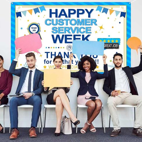 Lofaris Happy Customer Service Week Banner National Customer Service Week Backdrop Thank You for All You Do Employee Appreciation Party Decorations 70.8x43.3(inch) in Saudi Arabia