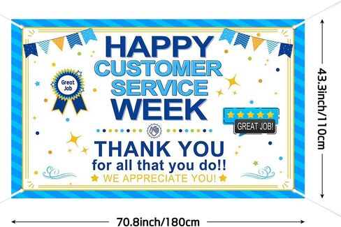 Lofaris Happy Customer Service Week Banner National Customer Service Week Backdrop Thank You for All You Do Employee Appreciation Party Decorations 70.8x43.3(inch) in Saudi Arabia