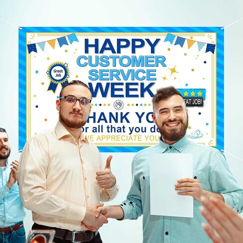 Lofaris Happy Customer Service Week Banner National Customer Service Week Backdrop Thank You for All You Do Employee Appreciation Party Decorations 70.8x43.3(inch) in Saudi Arabia