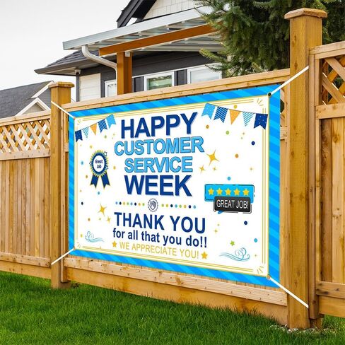 Lofaris Happy Customer Service Week Banner National Customer Service Week Backdrop Thank You for All You Do Employee Appreciation Party Decorations 70.8x43.3(inch) in Saudi Arabia