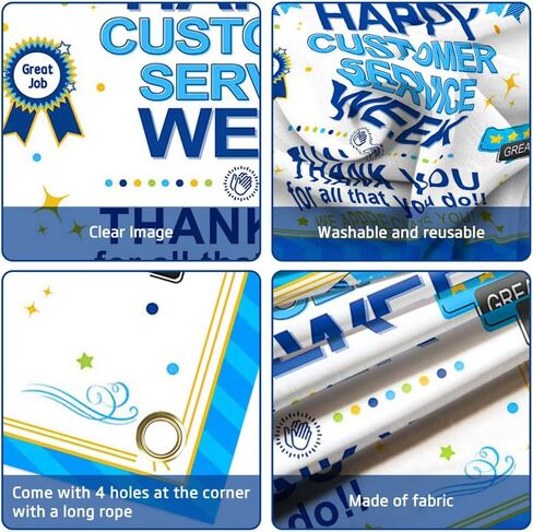Lofaris Happy Customer Service Week Banner National Customer Service Week Backdrop Thank You for All You Do Employee Appreciation Party Decorations 70.8x43.3(inch) in Saudi Arabia
