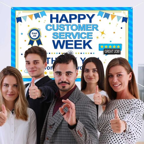 Lofaris Happy Customer Service Week Banner National Customer Service Week Backdrop Thank You for All You Do Employee Appreciation Party Decorations 70.8x43.3(inch) in Saudi Arabia