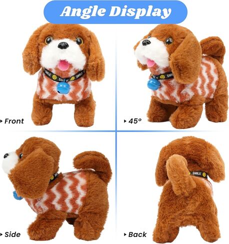 Hopearl Walking Dog with Bell Interactive Electronic Pet Plush Toy Puppy Woof and Moving Animated Nodding Head Gift for Toddlers Birthday, Brown, 7'' in Saudi Arabia
