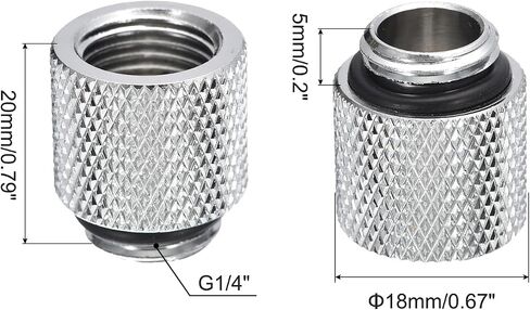 MECCANIXITY Male to Female Extender Fitting G1/4 x 20mm for Water Cooling System Silver Tone 6pcs in Saudi Arabia