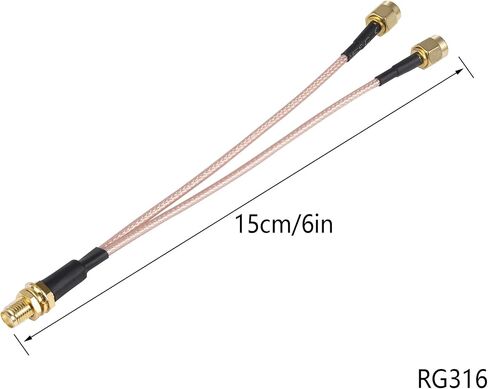 SMA Splitter Cable SMA Female to SMA Dual Male Connector Coaxial Cable 3 Way Splitter V-Type RG316 6"/15CM for 2G 3G 4G LTE Antenna Router Gateway Modem MiFi Mobile Hotspot in Saudi Arabia