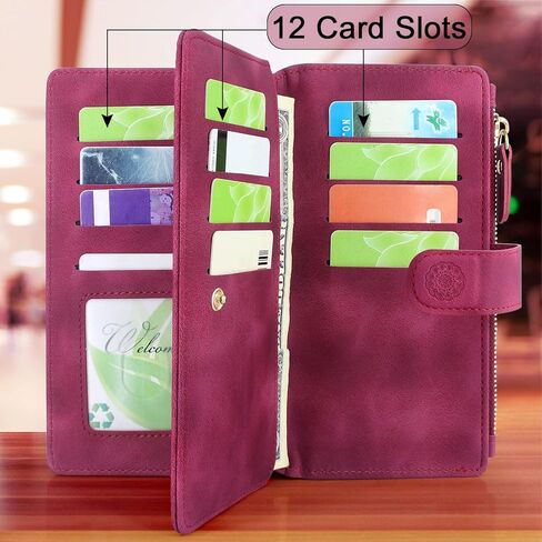 Harryshell Detachable Wallet Leather Case Compatible with Google Pixel 9 Pro XL 6.8" 2024 Magnetic Phone Case Zipper with Cash Coin Pocket Multi Card Slots Holder Wrist Strap Lanyard (Flower Wine Red) in Kuwait
