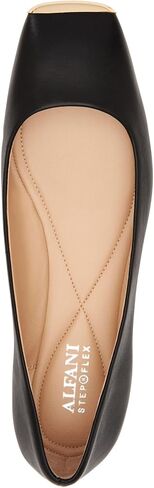حذاء باليه مسطح للنساء من Alfani Neptoon مصنوع من الجلد الصناعي بمقدمة مربعة أسود 9 متوسط ​​(B,M) in Kuwait
