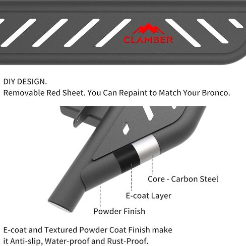 Running Boards for Ford Bronco 2021-2024 2 Door (NOT for Sport), Sand Textured Black Side Drop Steps Rock Slider with 5.6" Removable Steps, Off-Road and City-Life Two Modes Nerf Bars in Kuwait