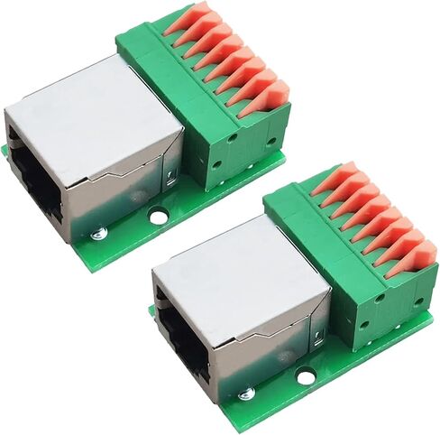 2 قطعة RJ45 إيثرنت توصيل محطة RJ45 8P8C أنثى إلى 8Pin محول محطة اندلاع، RJ45 نوع الضغط السريع موصل واجهة الشبكة بدون لحام مع لوحة PCB in Saudi Arabia