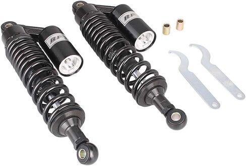Newsmarts 2pcs 12.5" 320mm Motorcycle Air Shock Absorbers Rear Nitrogen Suspension Universal Fit for UTV ATV Go Kart Quad Dirt Sport Bikes, Gold and Black in Saudi Arabia