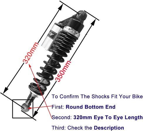 Newsmarts 2pcs 12.5" 320mm Motorcycle Air Shock Absorbers Rear Nitrogen Suspension Universal Fit for UTV ATV Go Kart Quad Dirt Sport Bikes, Gold and Black in Saudi Arabia