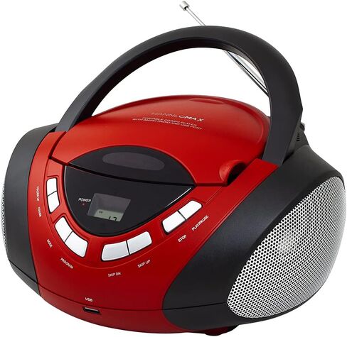 HANNLOMAX HX-320CD CD/MP3 Boombox، راديو AM/FM، منفذ USB لتشغيل MP3، Aux-in، شاشة LCD، مصدر طاقة مزدوج AC/DC (وردي/أبيض) in Kuwait