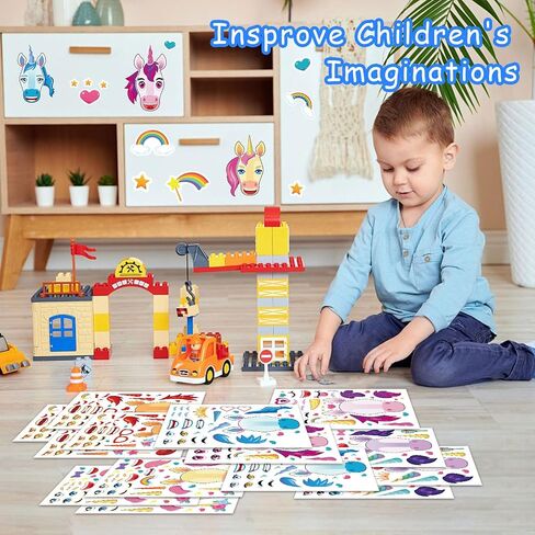 Aowplc 36 Pcs Make-A-Face Sticker Sheets Kids Party Favors Mix and Match Stickers with Dinosaurs, Mermaids, Unicorns, Horses, Farm & Sea Animals for Parties, Birthdays, Classroom Activities & Crafts in Saudi Arabia