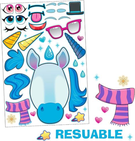 JOYIN 36 PCS 9"x6" Make-a-face Sticker Sheets Make Your Own Unicorn Fantasy Animal Mix and Match Sticker Sheets with Fantasy Unicorn Animals Kids Party Favor Supplies Craft in Saudi Arabia